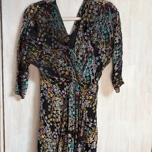 Black Floral Wrap-Style Women’s Romper dress Multicolor